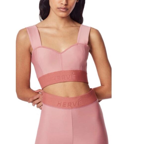 Hervé Léger Pink Crop Top & Biker Shorts Set
